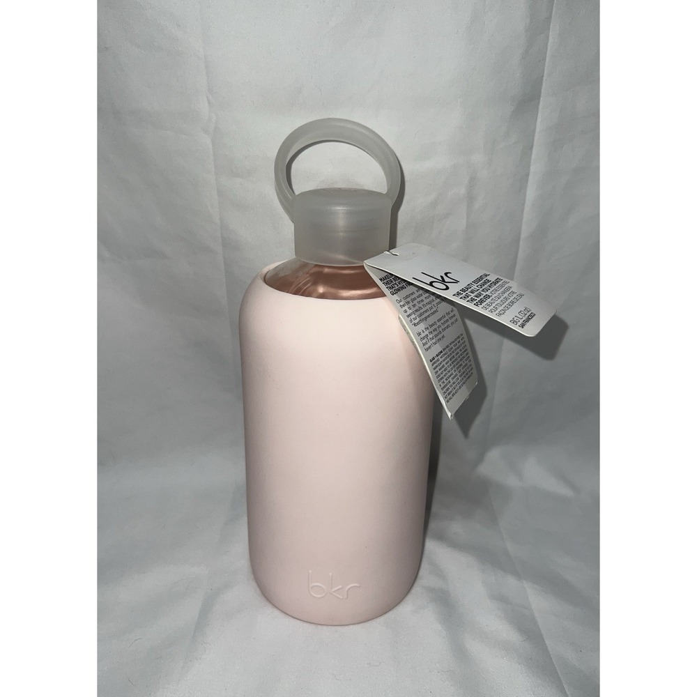 BKR 32oz Glass Water Bottle Tutu Pale/Light Pink Thick Silicone Sleeve Fast Ship